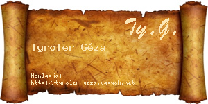 Tyroler Géza névjegykártya